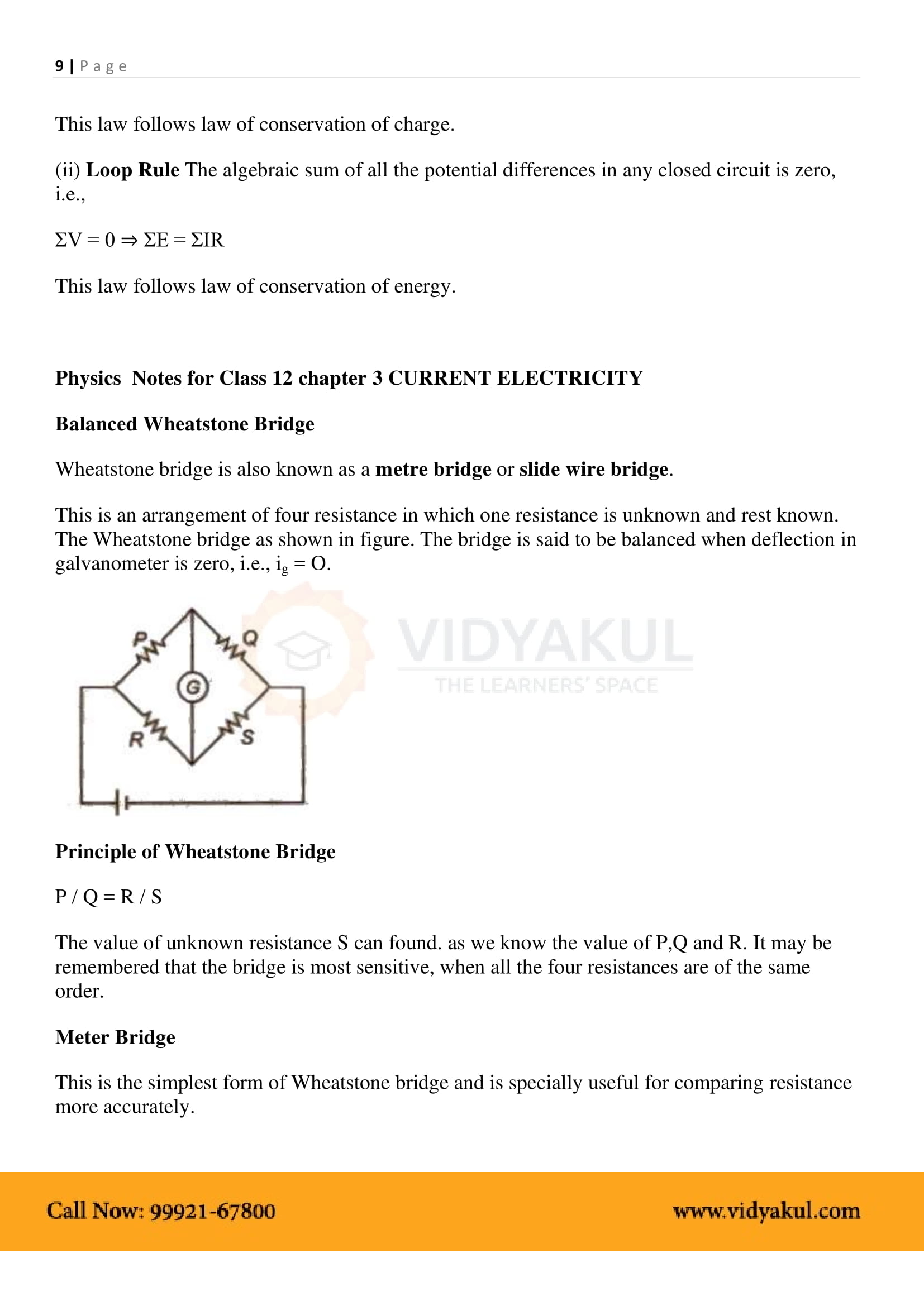 Class Th Physics Current Electricity Ncert Notes Cbse